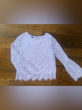 Styled By Sears Purple Lace Blouse Lavender Small S Long Sleeve Floral Summer